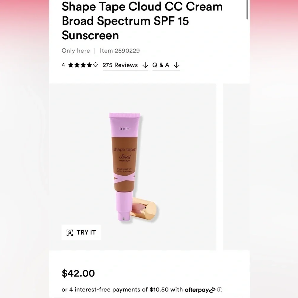 Shape tape cloud coverage Tarte